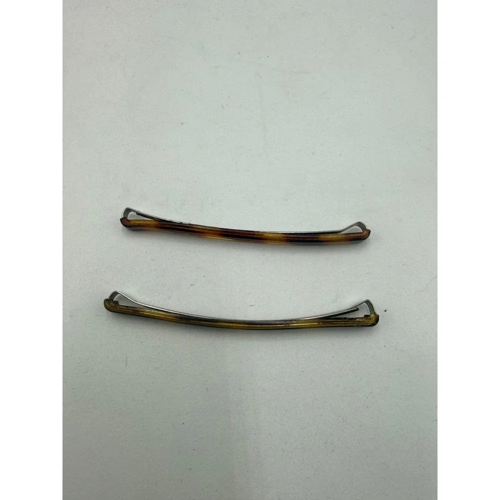 Hair Barrette Brown Tortoise Shell Set of 2 Vintage